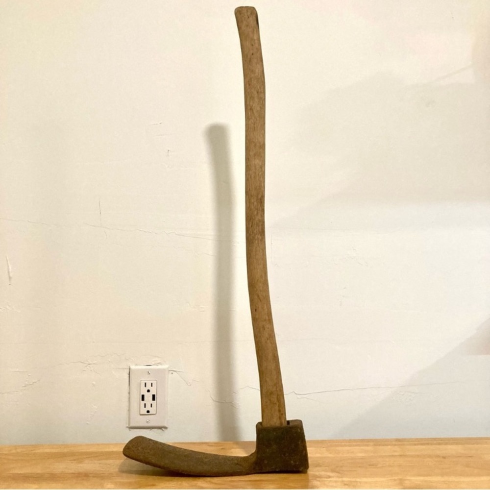 Vintage Woodworking Adze Tool Axe Curved Wood Handle